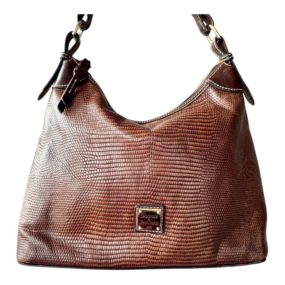 Dooney & Bourke Brown Embossed Leather Hobo Bag